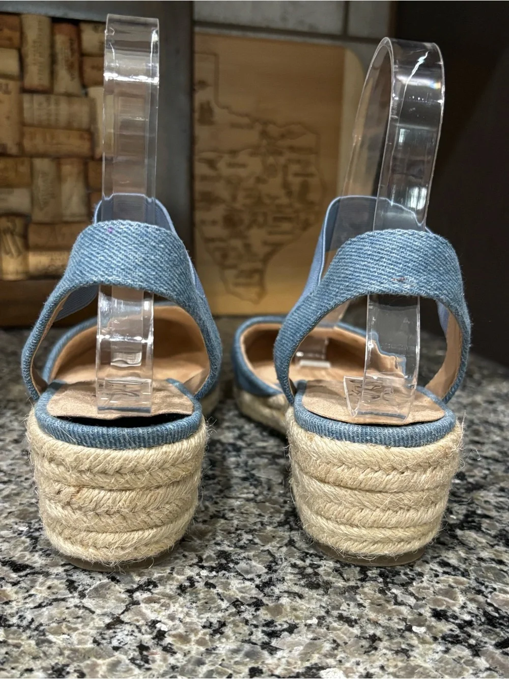 Life Stride Velocity Kimmie Blue Denim Wedge Heels Size 7 1/2